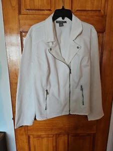 Kate & Mallory Women’s White Jeans Denim Moto Jacket Size 1X NWT - Picture 1 of 14