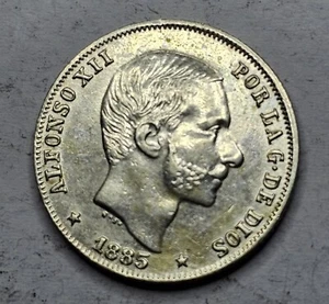 PHILIPPINES SPAIN 20 CENTAVOS 1885 ALFONSO XII  - Picture 1 of 8