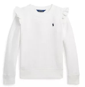 NWT, Girls Ralph Lauren Deckwash White Ruffled Fleece Sweatshirt. XL(16). Eu 160 - Picture 1 of 1