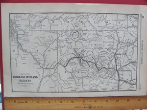 1890 SEPT COLORADO MIDLAND  RAILROAD ORIGINAL SYSTEM MAP CM RR STATIONS HISTORY