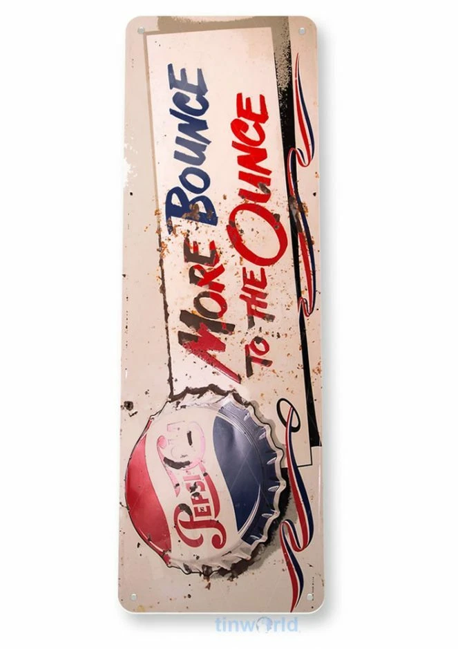 PEPSI TIN SIGN COLA REFRESHING HEALTHFUL JOY OF DIET CHERRY BOTTLE RUSTIC 6x18 - Image 1 of 1