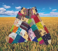 Rainbow Aladdin Pant, Boho Hippie Harem Pants, Patchwork Cotton Travel Pant SML