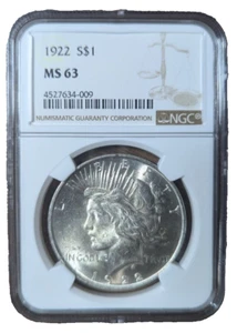 1922 P Peace Dollar - NGC MS63 - Picture 1 of 3
