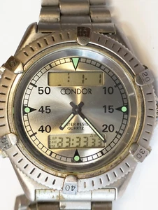 CONDOR ANA-DIGI QUARTZ GRAY DIAL MEN'S NOT WORKING PARTS PURPOSE - Picture 1 of 14