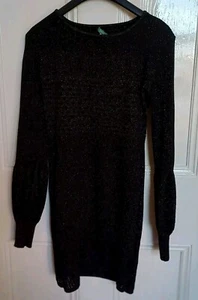 Worn Once HOSS INTROPIA Black Sparkle Cut Out jumper/dress Unusual Sleeves Small - Picture 1 of 7