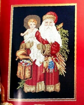 Cross Stitch Pattern Victorian Santa Claus JOY To The WORLD Carol Emmer - Image 1 of 4