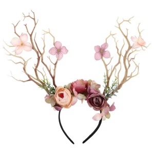 Christmas Antler Headband Funny Headdress Elk Hair Hair Accessories - Picture 1 of 20