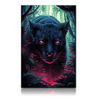Black Panther - Modern Art - Leinwand Bild - Mondschein Schwarz Wall Art Malerei