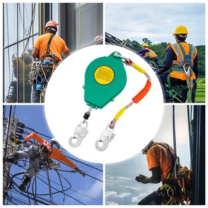 Cordón de línea de vida autorretráctil 15M protección contra caídas con gancho verde - Imagen 1 de 15