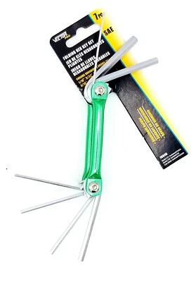 Pro Green 7pc Folding Hex Key Allen Wrench Set Bicycle Car Motorcycle Tools SAE - Image 1 of 2
