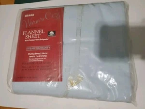 Sears Completo Lenzuolo Piatto Vintage NUOVO IN CONFEZIONE Pettinato 81x96 Luce Blu Royal - Foto 1 di 5