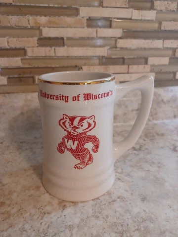 Vintage University Of Wisconsin Badgers Mug Beer Stein Ceramic Alumni Decor Cover