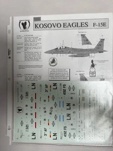 NUOVO Vintage Eagle Strike 72021 Kosovo Eagles F-15E Modello Aereo 1/72 Decalcomania (LT3) - Foto 1 di 3