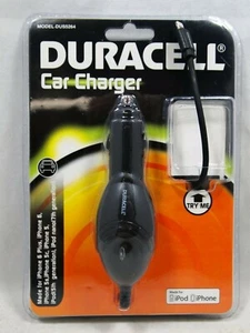 Chargeur de voiture Duracell avec câble Lightning intégré Apple iPhone - DUS5264 - Photo 1 sur 2
