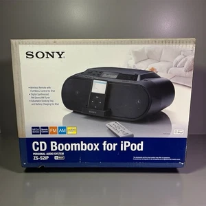 NEW Sony ZS-S2iP CD Player AM-FM Radio iPod Dock Boombox CDR RW Playback Black - Picture 1 of 8