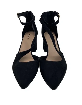 Zapatos ALDO para mujer talla 7,5 de gamuza negra con tacón ancho en punta Foto 1 de 4