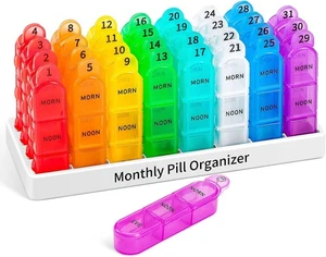 Daviky Monthly Pill Box Organizer 3 Times a Day - 30 Day Pill Box AM PM,BPA Free - Bild 1 von 18
