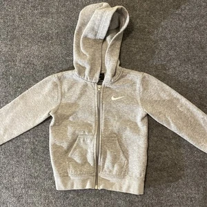 Nike Full Zip Hoodie Little Kids 4T 3-4 Years Old Gray White Swoosh Athletic - Picture 1 of 16