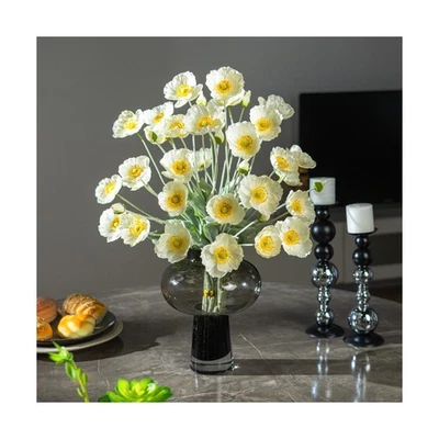 10件装罂粟花人造天鹅绒茎-真触绒丝绸F... — 第 1/4 张图片