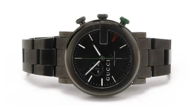 Gucci Quartz black round stainless steel case with black PVD coating, black 'G' - Image 1 of 3