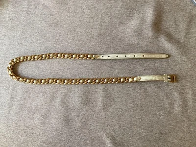 Authentic Miu Miu Gold Chain Belt Women's Leather Ivory Accessory 99cm 39in - Image 1 of 4