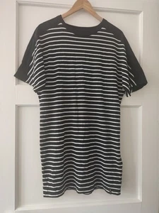 Superdry Studios Black And White Striped T-shirt Dress Longline T-shirt Size 12 - Picture 1 of 7