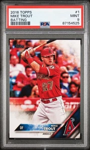 2016 Topp Mike Trout SP Image Variation Camo Uniform #1 PSA 9!! Angels - Picture 1 of 2