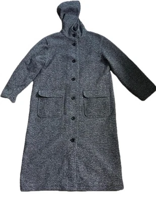 Vintage Eddie Bauer Wool Blend Long Hooded Tweed Coat Jacket Petite Large LP - Image 1 of 4