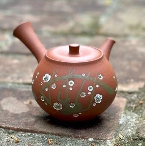 Tokoname ware Pottery Japanese Teapot Syudei Plum Flower Kyusu 260ml by Aomine - Picture 1 of 8