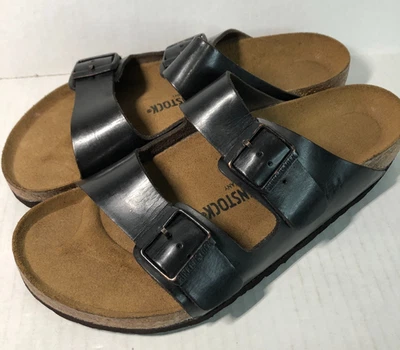 Sandalias Birkenstock Arizona de cuero negro aceitado para hombre talla 11 (44) ¡Excelentes! Foto 1 de 4