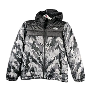 North Face Jacket Women XS Reversible 550 Down Hooded Puffer Fur Coat Camo - Picture 1 of 6