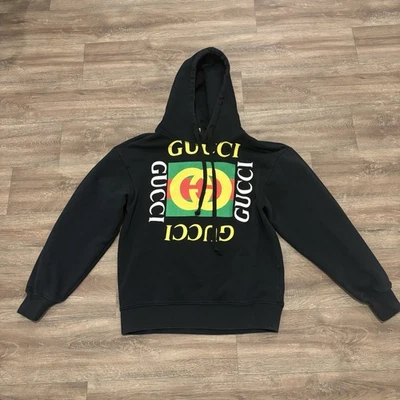 Gucci Hoodie Women’s Small Logo-Print Cotton Hooded Black Pullover - Image 1 of 4