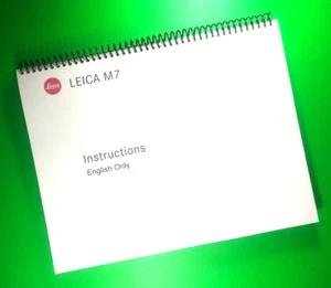 Owners Manual for Leica M7 (English Only), 67 Pages With Clear Covers! - Picture 1 of 1