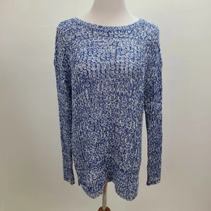 Nuevo Suéter Pullover Maternidad Crochet Mediano Azul Blanco Manga Larga Maternidad - Imagen 1 de 10