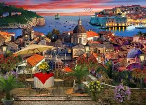 DINNER IN DUBROVNIK beach sunset Mediterranean ceramic tile mural backsplash - Picture 1 of 8