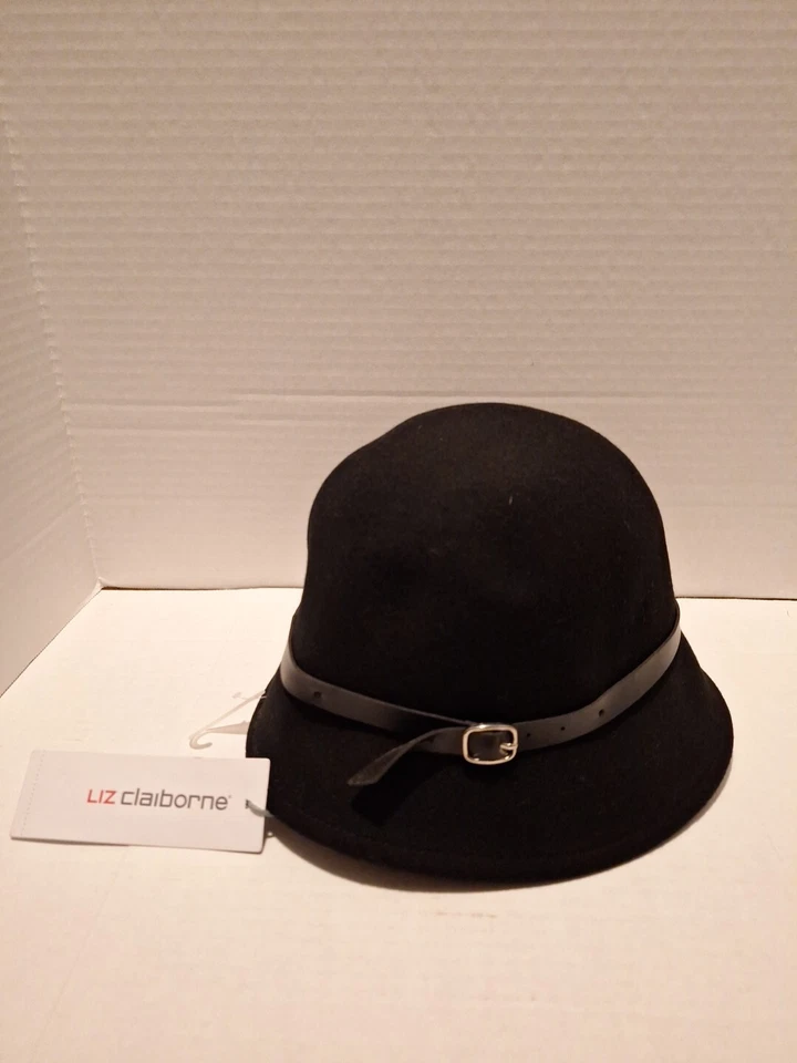 Liz Claiborne Mujer’s Sombrero Bowler Negro Cóctel Aleta Formal Elegante Foto 1 de 3