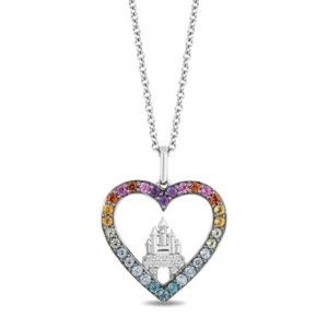 Collana Ciondolo Cuore Multi-Gemma & Zirconia in Argento Sterling 925, Regalo di San Valentino - Foto 1 di 5