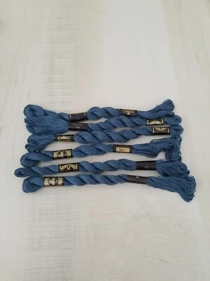 Lot of 6 DMC 115 3-930  Pearl Cotton Skein Size 3 16.4yd-Dark Antique Blue - Image 1 of 3
