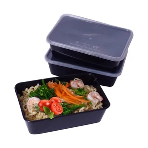 Contenitori per alimenti da asporto con coperchi in plastica forno a microonde 650 ml - nero - Foto 1 di 9