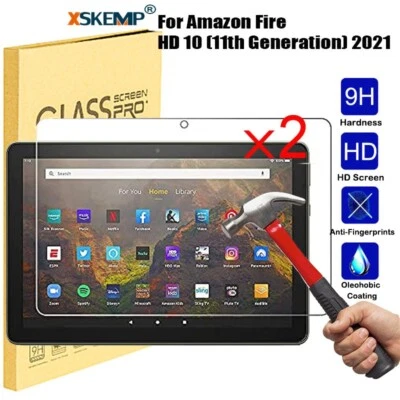 2PCS Tempered Glass Screen Protector Guard For Amazon Fire HD 10  Plus 2021 11th - Image 1 of 4