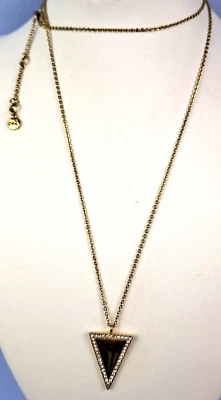 Chloe + Isabel Pave Triangle Long Pendant Necklace 12K Gold Plated Clear Crystal - Image 1 of 4