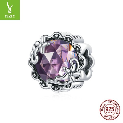VALENTINO Cionondoli Moda Donna Autentici Argento Sterling S925 Vetro Viola Adatta Bracciali