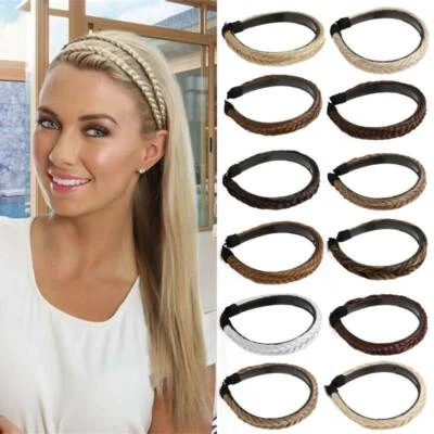 Faixas de cabelo trançadas femininas acessórios de argola de cabelo tiaras sintéticas apliques de cabelo - Imagem 1 de 4