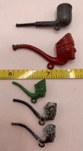 Vintage Antique Cracker Jack Lot Metal Pipes Native American Indian Chief Prize - Picture 1 of 8
