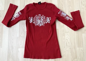 Vtg Sledge USA T-Shirt Top Women's XL Red Thermal Crest Moto Skater Biker Grunge - Picture 1 of 8