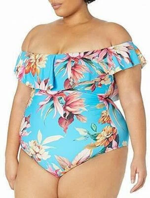 La Blanca ESF10079 Mujer Fuera del Hombro Volantes Una Pieza, Junto a la Piscina/Jardín, 8 Foto 1 de 2