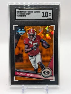 Dominic Lovett 2023 Bowman U 1st Chrome SAPPHIRE ORANGE #'D /25 SGC 10 MT Lions - Picture 1 of 6