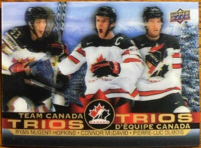 2021-22 UD Tim Hortons Equipo Canadá Equipo Canadá Tríos Ngnt-Hopkins/McDavid/Dubois Foto 1 de 2