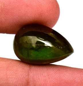 Natural Green Tourmaline Pear Shape Cabochon 23.50 C Ct Certified Loose Gem - Picture 1 of 5