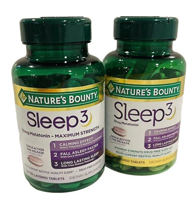 X2 ~ Nature's Bounty Sleep3 10mg Melatonin, 120ct EA = 240 Triple Action Tablets - Image 1 of 4